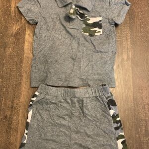 Gray Camo Pocket Tee and Shorts Set